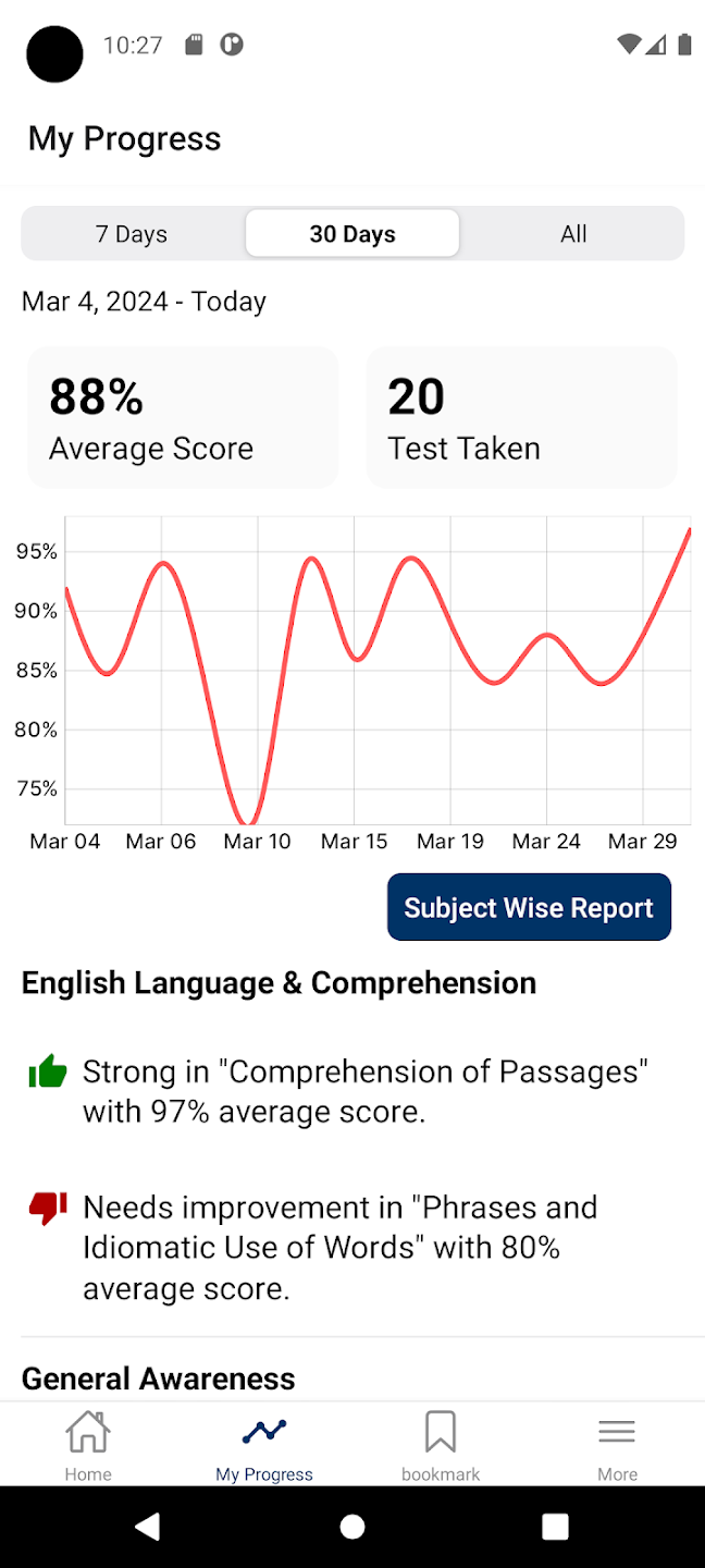 Progress Tracking while study for exams